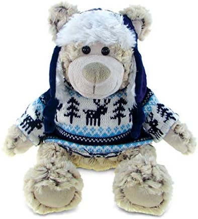 DolliBu Plush Polar Bear - 9 Inch Huggable Bear with Hat Sweater