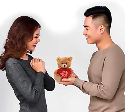 Plushland Stuffed Mocha Heart Bear 9 Inches