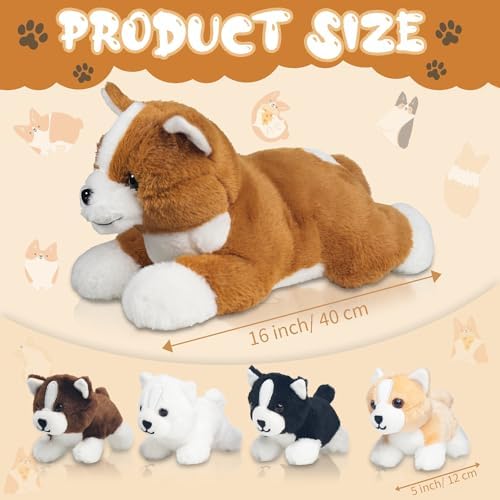 5 Pieces Dog Stuffed Animal Set with Babies