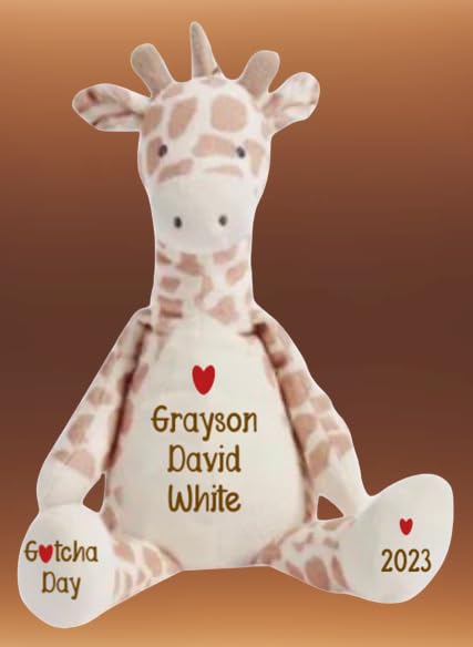 Personalized Plush Giraffe for Adoption Celebration