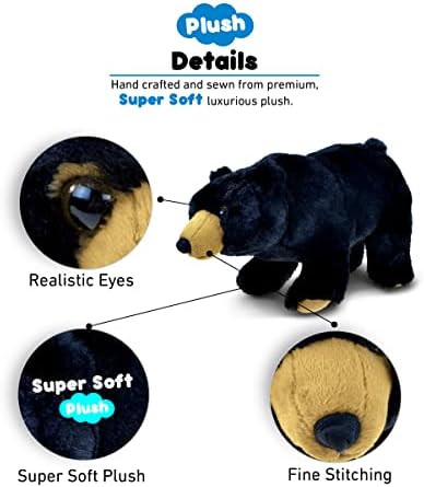 DolliBu Plush Black Bear - 11 Inch Huggable Toy