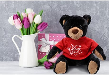 DolliBu I Love You Valentine Black Bear Plush - 10 Inches