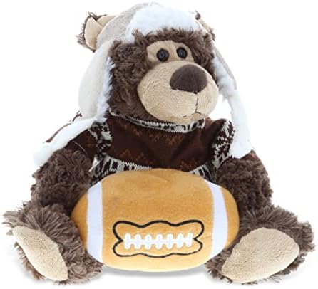 DolliBu Grizzly Bear with Football Stuffed Animal