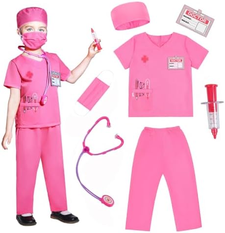 Wbesty Kids Doctor Costume 7pcs Play Kit for Girls