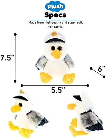 DolliBu Plush Seagull - Soft Gray Sailor Cuddle Toy for Kids Adults