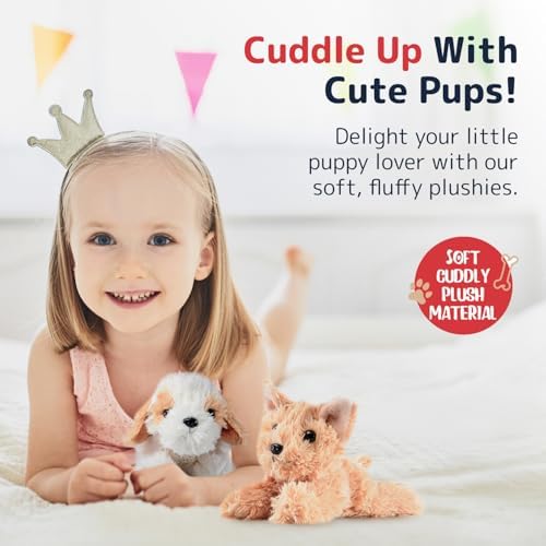 PREXTEX Stuffed Puppies Set of 4 6 Inch Plush Toys for Kids