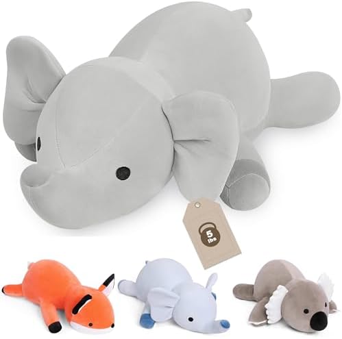 24 Grey Elephant Weighted Plushie for Relaxation