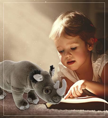 DolliBu Wild Stuffed Animal Soft Plush Rhino 14 Inch