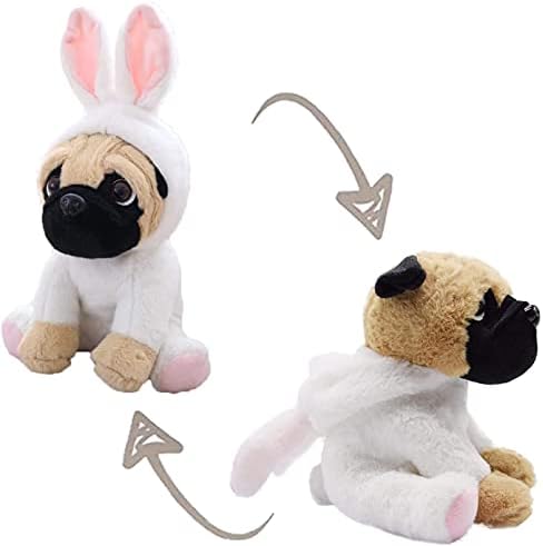 CASAGOOD Pug Dog Plush in Bunny Rabbit Costume 12 Inch