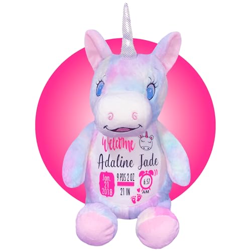 Personalized Unicorn Birth Stat Stuffed Animal - 185 Tall