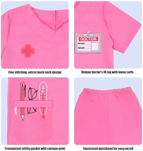 Wbesty Kids Doctor Costume 7pcs Play Kit for Girls