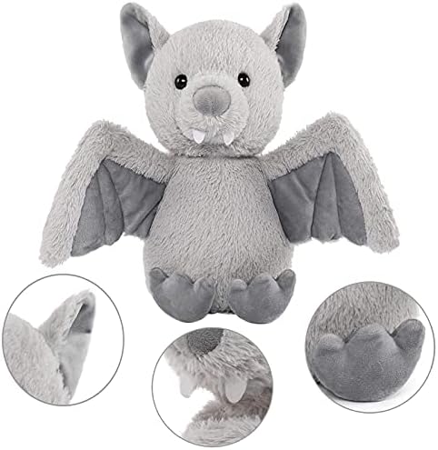 AngelGift Cuddly 11-Inch Grey Plush Bat Stuffed Animal Toy