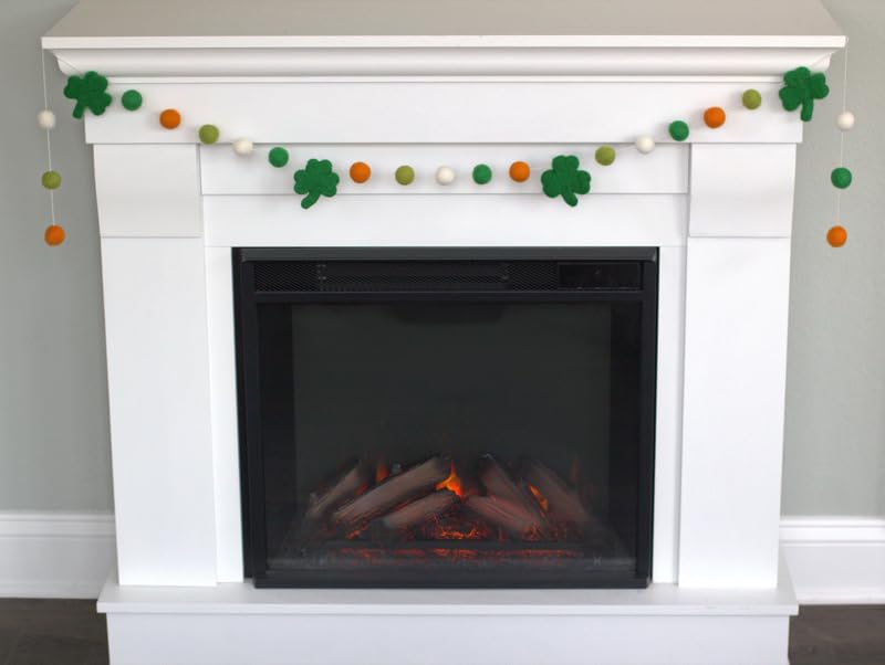Shamrock Garland for St Patricks Day - Felt Balls and Shamrocks