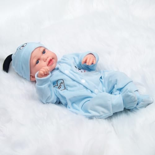 Pedolltree Reborn Baby Doll Clothes Blue Puppy 3 Pcs Set