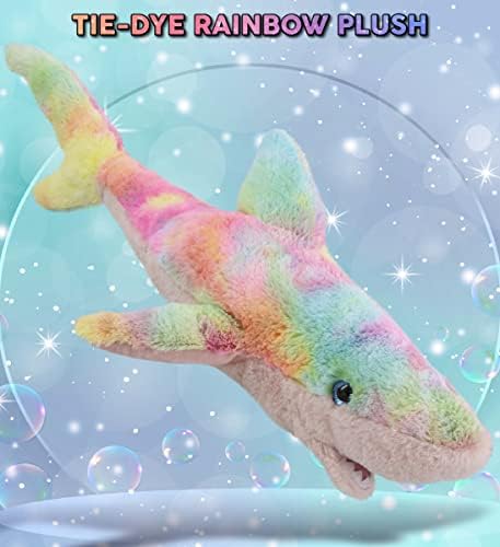DolliBu Large Rainbow Shark Plush Toy - 23 Inches
