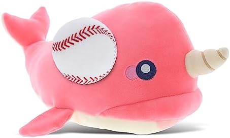 DolliBu Pink Narwhal Plush Toy with Baseball - 1175 Inch Stuffed Animal