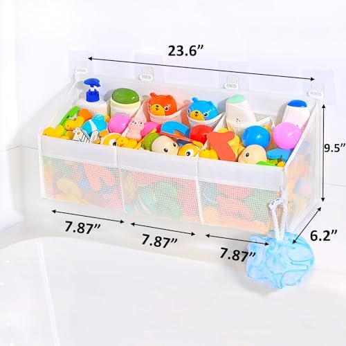 KPH Bath Toy Holder with 6 Pockets and Mesh Drying