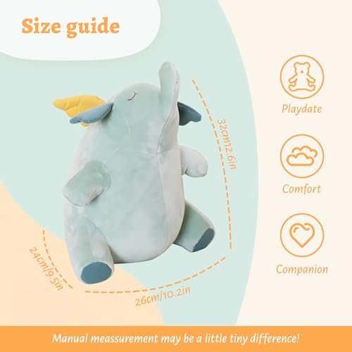 Roqei Adorable Elephant Plush Pillow 13 Huggable Stuffed Animal