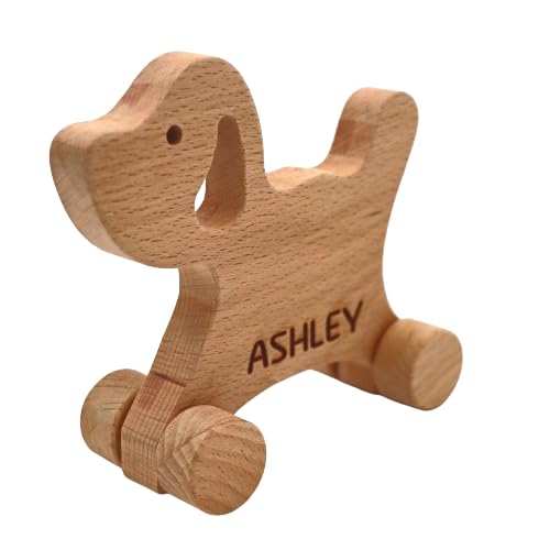 Wooden Puppy Push Toy Personalized Baby Gift