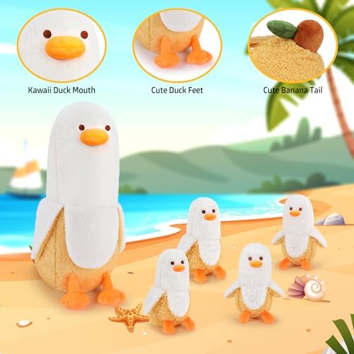 Auspicious Beginning 5-Piece Banana Duck Plush Set