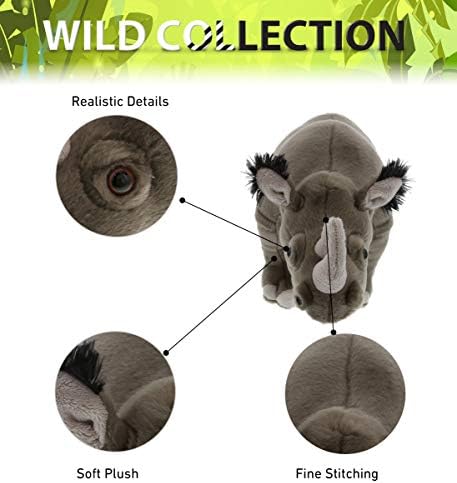 DolliBu Wild Stuffed Animal Soft Plush Rhino 14 Inch