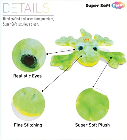 DolliBu Plush Gecko Stuffed Animal - 135 Inch Huggable Green Gecko Toy