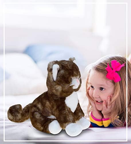 DolliBu Brown Cat Plush Toy - 7 Inches Huggable Soft Stuffed Animal
