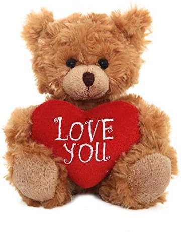 Plushland Stuffed Mocha Heart Bear 9 Inches
