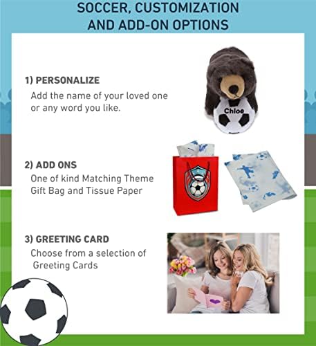 DolliBu Standing Wild Black Bear Plush with Soccer Ball - 11 Inch