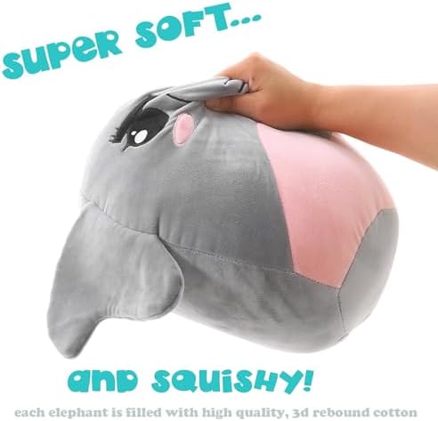 Jemsia 12 Plush Elephant Back Pillow for Kids