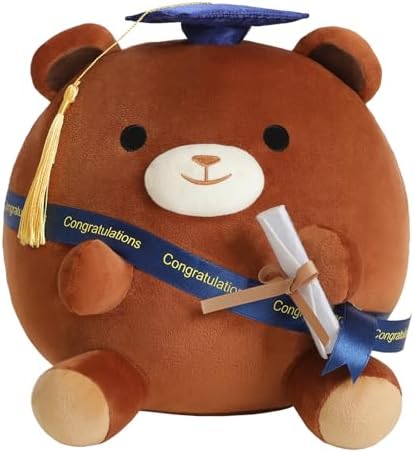 Brown Bear Plushie with Cap and Diploma 10 Inch