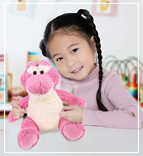 DolliBu Plush Alligator Toy - 10 Inch Soft Huggable Sitting Pink Plush