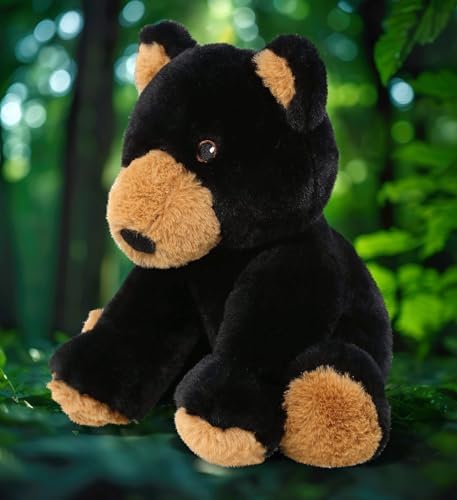 DolliBu Black Bear Plush Toy - 9 Inches Soft Huggable