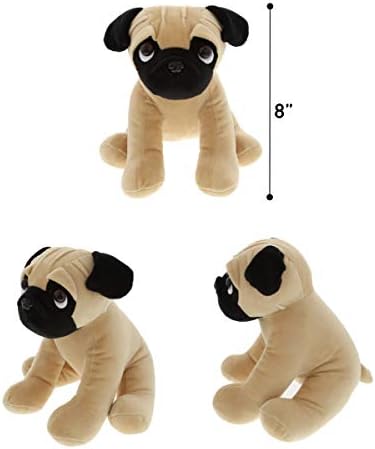DolliBu 8 Inch Sitting Pug Plush Toy for Kids Adults