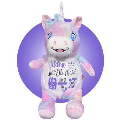 Personalized Unicorn Birth Stat Stuffed Animal - 185 Tall
