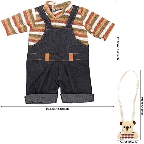 Miunana Baby Doll Dress with Bear Backpack for 13-16 Inch Dolls