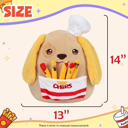 Hopearl Cute Chef Dog Plush Toy with Chips 1