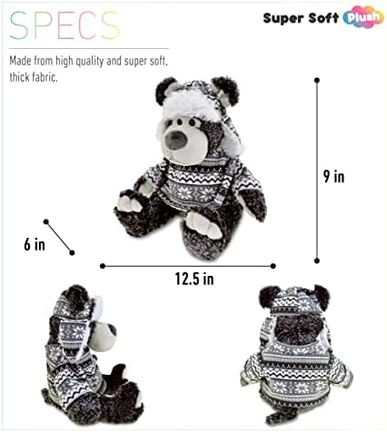 DolliBu Plush Black Bear with Hat and Sweater 1