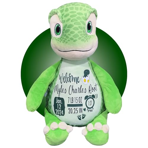 Baby Birth Stats Plush - Green Dinosaur