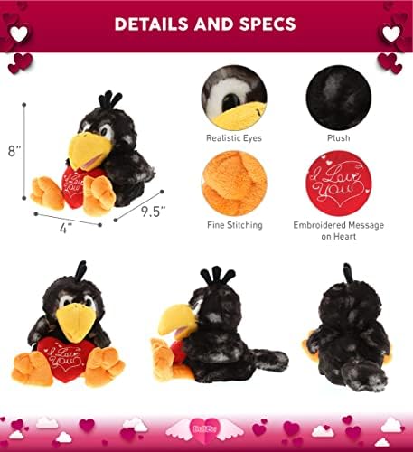 DolliBu I Love You Sitting Crow Plush Toy - 95 Inches