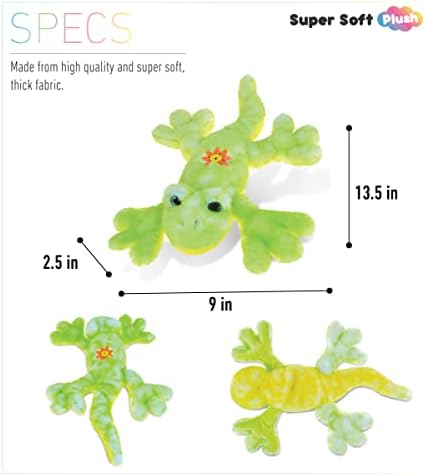 DolliBu Plush Gecko Stuffed Animal - 135 Inch Huggable Green Gecko Toy