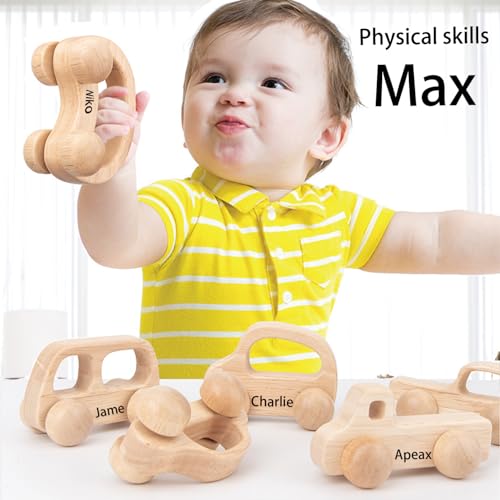 Personalized Name Wooden Toy Car for Toddlers 1-3