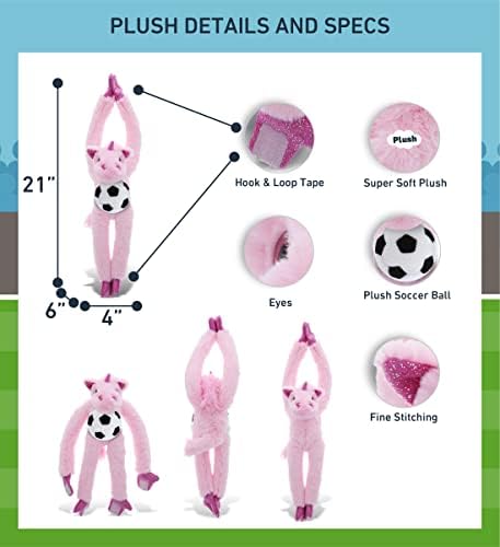 DolliBu Long Arms Unicorn Plush with Soccer Ball - 21 Inches