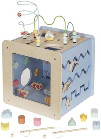 Buoyantkids 7-in-1 Wooden Activity Cube for Toddlers 1-3