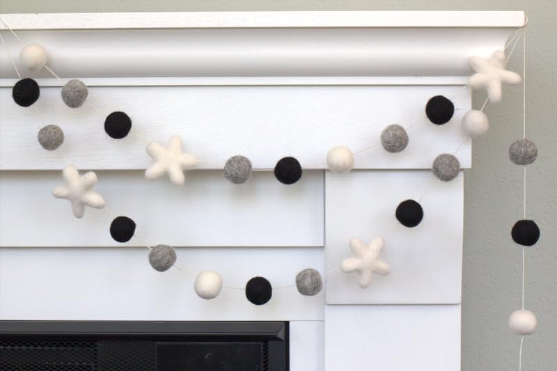 Matthew Mae Felt Garland - Black Gray White - Halloween Decor Use