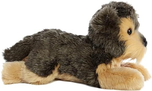 Aurora Adorable Flopsie Yorkie Stuffed Animal - Gray 12 Inches