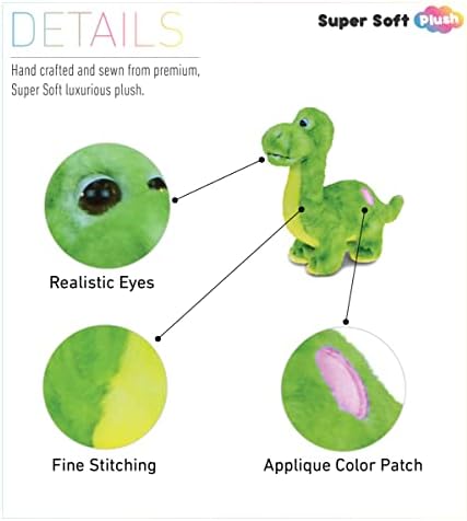 Puzzled DolliBu Plush Dinosaur - 10 Inch Soft Huggable Green Toy