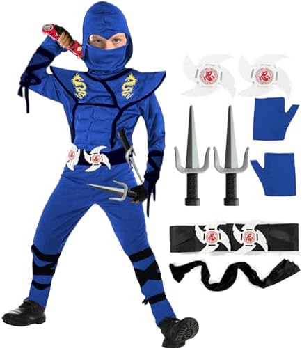 SATKULL Kids Ninja Costume Set Halloween Cosplay with Accessories