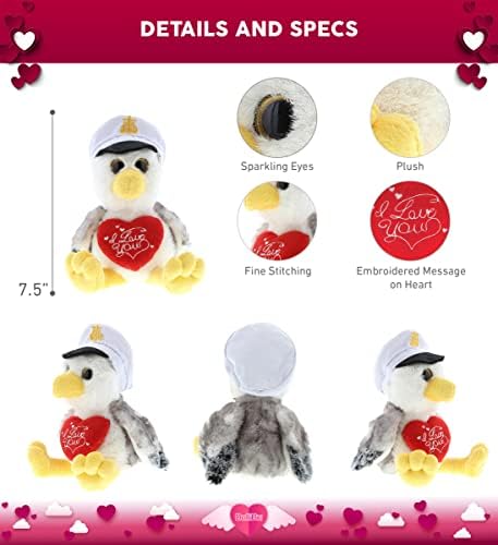 DolliBu I Love You Valentine Seagull Sailor Plush - 75 Inches