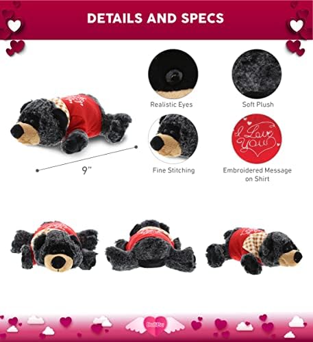 DolliBu I Love You Valentine Lying Black Bear Plush - 9 Inches